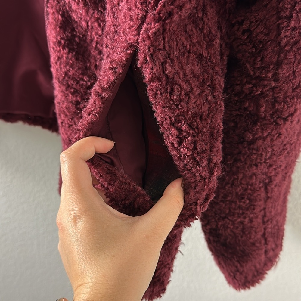 Pendleton Burgundy Sherpa Wool Blend Full Zip Jacket - Picture 10 of 12